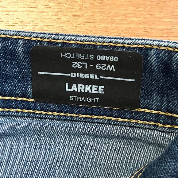 Diesel Larkee Straight Stretch Blue Denim Jeans - Picture 6 of 13